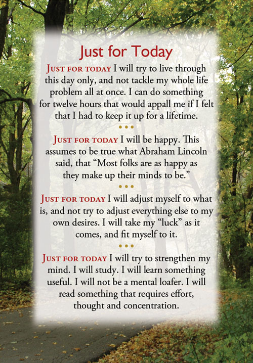 Just For Today Poem Printable Printable Word Searches