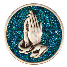 Praying Hands Glitter Painted Medallion
