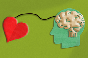 image of heart with tie to head and brain image